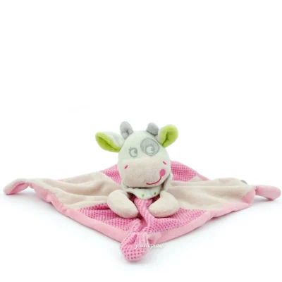 Doudou plat rose vache Mots d'enfants